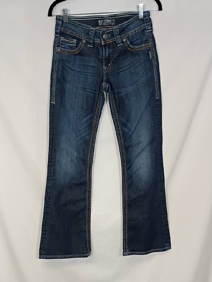 Euc Silver Suki Surplus Jeans Womens Dark Blue Bootcut Jeans Size W26L30 Denim